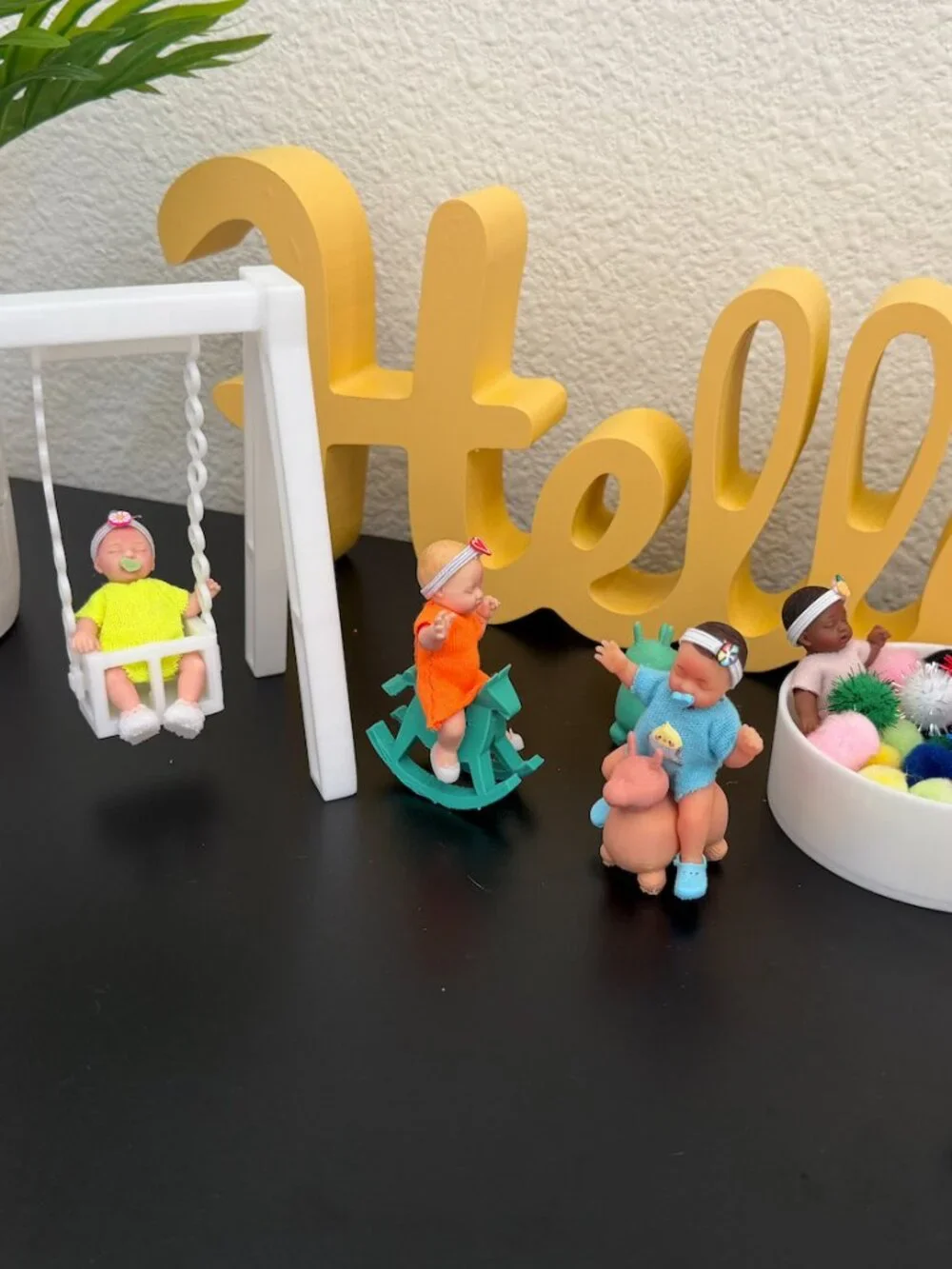 Mini ZURU Baby Dolls Double Swing Set | 3D Printed Playground Accessory -